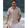 imageCOOFANDY Mens Casual Summer Beach Shirt Short Sleeve Button Down Shirt Vacation Wedding Shirt Linen Textured ShirtsChampagne