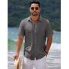 imageCOOFANDY Mens Casual Summer Beach Shirt Short Sleeve Button Down Shirt Vacation Wedding Shirt Linen Textured ShirtsDark Grey