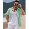 imageCOOFANDY Mens Casual Summer Beach Shirt Short Sleeve Button Down Shirt Vacation Wedding Shirt Linen Textured ShirtsIce Green