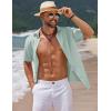imageCOOFANDY Mens Casual Summer Beach Shirt Short Sleeve Button Down Shirt Vacation Wedding Shirt Linen Textured ShirtsLight Green