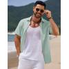 imageCOOFANDY Mens Casual Summer Beach Shirt Short Sleeve Button Down Shirt Vacation Wedding Shirt Linen Textured ShirtsLight Green