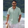 imageCOOFANDY Mens Casual Summer Beach Shirt Short Sleeve Button Down Shirt Vacation Wedding Shirt Linen Textured ShirtsLight Green