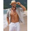 imageCOOFANDY Mens Casual Summer Beach Shirt Short Sleeve Button Down Shirt Vacation Wedding Shirt Linen Textured ShirtsLight Grey