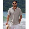imageCOOFANDY Mens Casual Summer Beach Shirt Short Sleeve Button Down Shirt Vacation Wedding Shirt Linen Textured ShirtsLight Grey