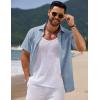 imageCOOFANDY Mens Casual Summer Beach Shirt Short Sleeve Button Down Shirt Vacation Wedding Shirt Linen Textured ShirtsNavy