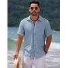 imageCOOFANDY Mens Casual Summer Beach Shirt Short Sleeve Button Down Shirt Vacation Wedding Shirt Linen Textured ShirtsNavy