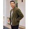imageCOOFANDY Mens Casual Varsity Jacket Vintage Lightweight Suede Bomber JacketsGreen