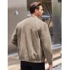 imageCOOFANDY Mens Casual Varsity Jacket Vintage Lightweight Suede Bomber JacketsKhaki