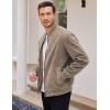 imageCOOFANDY Mens Casual Varsity Jacket Vintage Lightweight Suede Bomber JacketsKhaki