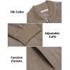 imageCOOFANDY Mens Casual Varsity Jacket Vintage Lightweight Suede Bomber JacketsKhaki