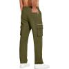 imageCOOFANDY Mens Cotton Cargo Pants Relaxed Fit Elastic Waist Casual Pants Stretch Work Cargo Pant with PocketsArmy Green