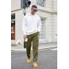 imageCOOFANDY Mens Cotton Cargo Pants Relaxed Fit Elastic Waist Casual Pants Stretch Work Cargo Pant with PocketsArmy Green