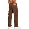 imageCOOFANDY Mens Cotton Cargo Pants Relaxed Fit Elastic Waist Casual Pants Stretch Work Cargo Pant with PocketsBrown