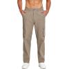 imageCOOFANDY Mens Cotton Cargo Pants Relaxed Fit Elastic Waist Casual Pants Stretch Work Cargo Pant with PocketsDark Khaki