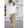 imageCOOFANDY Mens Cotton Cargo Pants Relaxed Fit Elastic Waist Casual Pants Stretch Work Cargo Pant with PocketsDark Khaki