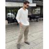 imageCOOFANDY Mens Cotton Cargo Pants Relaxed Fit Elastic Waist Casual Pants Stretch Work Cargo Pant with PocketsDark Khaki