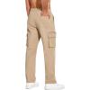 imageCOOFANDY Mens Cotton Cargo Pants Relaxed Fit Elastic Waist Casual Pants Stretch Work Cargo Pant with PocketsKhaki