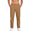 imageCOOFANDY Mens Cotton Cargo Pants Relaxed Fit Elastic Waist Casual Pants Stretch Work Cargo Pant with PocketsLight Brown