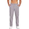 imageCOOFANDY Mens Cotton Cargo Pants Relaxed Fit Elastic Waist Casual Pants Stretch Work Cargo Pant with PocketsLight Grey