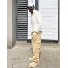 imageCOOFANDY Mens Cotton Cargo Pants Relaxed Fit Elastic Waist Casual Pants Stretch Work Cargo Pant with PocketsLight Khaki