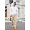 imageCOOFANDY Mens Cotton Cargo Pants Relaxed Fit Elastic Waist Casual Pants Stretch Work Cargo Pant with PocketsLight Khaki