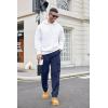 imageCOOFANDY Mens Cotton Cargo Pants Relaxed Fit Elastic Waist Casual Pants Stretch Work Cargo Pant with PocketsNavy Blue