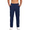 imageCOOFANDY Mens Cotton Cargo Pants Relaxed Fit Elastic Waist Casual Pants Stretch Work Cargo Pant with PocketsNavy Blue