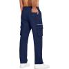 imageCOOFANDY Mens Cotton Cargo Pants Relaxed Fit Elastic Waist Casual Pants Stretch Work Cargo Pant with PocketsNavy Blue