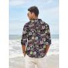 imageCOOFANDY Mens Cotton Linen Henley TShirts Long Sleeve Hippie Casual Beach TShirtsNavy Printed