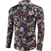 imageCOOFANDY Mens Cotton Linen Henley TShirts Long Sleeve Hippie Casual Beach TShirtsNavy Printed