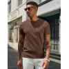 imageCOOFANDY Mens Crewneck Sweater Short Sleeve Knit Pullover Casual Basic Tops Classic Fashion TeesBrown