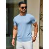 imageCOOFANDY Mens Crewneck Sweater Short Sleeve Knit Pullover Casual Basic Tops Classic Fashion TeesLight Blue