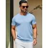 imageCOOFANDY Mens Crewneck Sweater Short Sleeve Knit Pullover Casual Basic Tops Classic Fashion TeesLight Blue