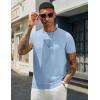 imageCOOFANDY Mens Crewneck Sweater Short Sleeve Knit Pullover Casual Basic Tops Classic Fashion TeesLight Blue