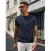 imageCOOFANDY Mens Crewneck Sweater Short Sleeve Knit Pullover Casual Basic Tops Classic Fashion TeesNavy Blue