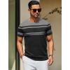 imageCOOFANDY Mens Crewneck Sweater Short Sleeve Knit Pullover Casual Basic Tops Classic Fashion TeesStripe  Black  Grey