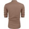 imageCOOFANDY Mens Cuban Guayabera Shirts Casual Long Sleeve Button Down Shirts Band Collar Linen Summer Beach ShirtsBrown