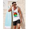 imageCOOFANDY Mens Floral Tank Top Sleeveless Tees All Over Print Casual Sport TShirts Hawaii Beach Vacation2 Packwhitecoconut Tree