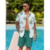 imageCOOFANDY Mens Hawaiian 2 Piece Outfits Summer Beach Matching Set Short Sleeve Floral Shirts and ShortsLeaf Light Green