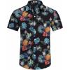 imageCOOFANDY Mens Hawaiian Shirts Short Sleeve Floral Button Down Shirt Tropical Casual Summer Beach ShirtsBlack  Green  Pineapple
