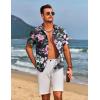 imageCOOFANDY Mens Hawaiian Shirts Short Sleeve Floral Button Down Shirt Tropical Casual Summer Beach ShirtsBlack  Pink  Floral