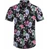imageCOOFANDY Mens Hawaiian Shirts Short Sleeve Floral Button Down Shirt Tropical Casual Summer Beach ShirtsBlack  Pink  Floral
