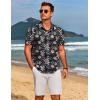 imageCOOFANDY Mens Hawaiian Shirts Short Sleeve Floral Button Down Shirt Tropical Casual Summer Beach ShirtsBlack  White  Leaf