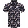 imageCOOFANDY Mens Hawaiian Shirts Short Sleeve Floral Button Down Shirt Tropical Casual Summer Beach ShirtsBlack  White  Leaf