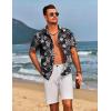 imageCOOFANDY Mens Hawaiian Shirts Short Sleeve Floral Button Down Shirt Tropical Casual Summer Beach ShirtsBlack  White  Leaf