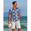 imageCOOFANDY Mens Hawaiian Shirts Short Sleeve Floral Button Down Shirt Tropical Casual Summer Beach ShirtsBlue  White  Leaf