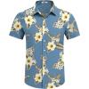 imageCOOFANDY Mens Hawaiian Shirts Short Sleeve Floral Button Down Shirt Tropical Casual Summer Beach ShirtsBlue White  Floral
