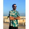 imageCOOFANDY Mens Hawaiian Shirts Short Sleeve Floral Button Down Shirt Tropical Casual Summer Beach ShirtsGreen  White  Palm Tree