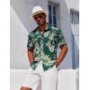 imageCOOFANDY Mens Hawaiian Shirts Short Sleeve Floral Button Down Shirt Tropical Casual Summer Beach ShirtsGreen  White  Palm Tree