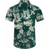 imageCOOFANDY Mens Hawaiian Shirts Short Sleeve Floral Button Down Shirt Tropical Casual Summer Beach ShirtsGreen  White  Palm Tree